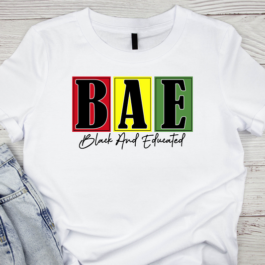 BAE black and educated transfer (IRON ON TRANSFER SHEET ONLY)