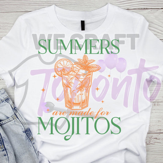 Summers are made for mojitos ADULT TRANSFER (IRON ON TRANSFER SHEET ONLY)