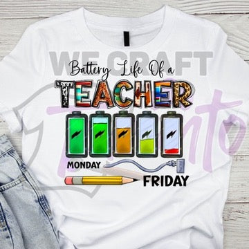 Teacher battery ADULT TRANSFER (IRON ON TRANSFER SHEET ONLY)