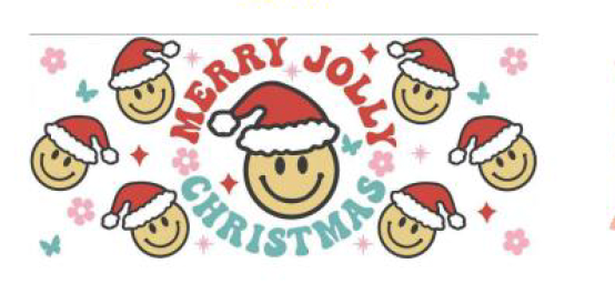 Merry Jolly Christmas uv dtf transfer