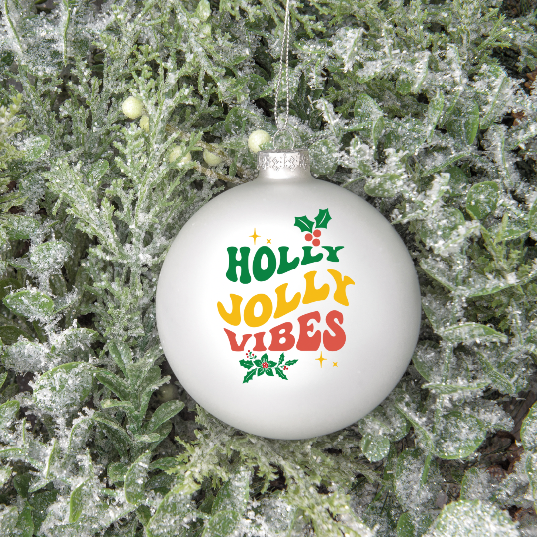 Holly jolly UV DTF ornament decal